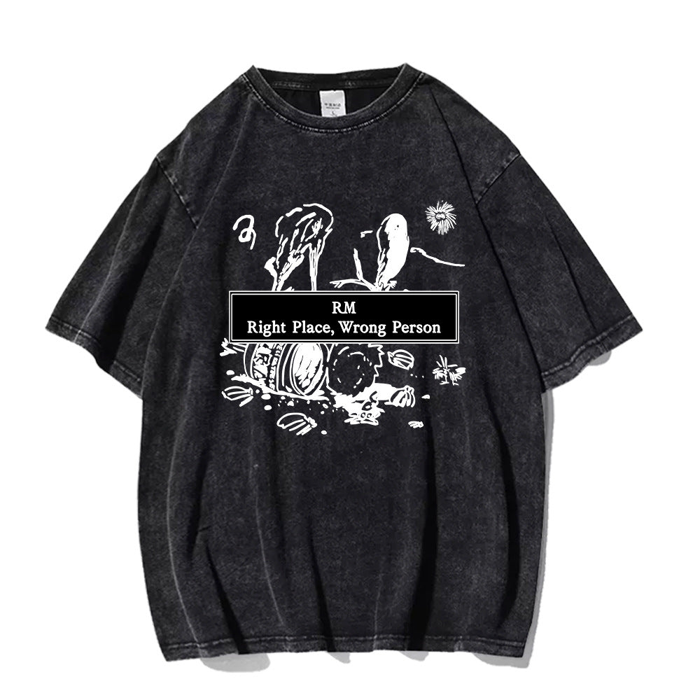 Unisex RM Kpop Poster Graphic Washed T-shirt