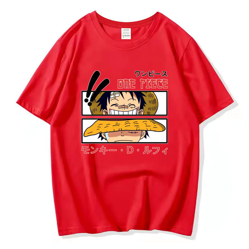 Unisex Casual Luffy Pattern Short Sleeve T-Shirt