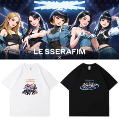KPOP Cartoon Printed Short-sleeved T-shirt Cotton Top