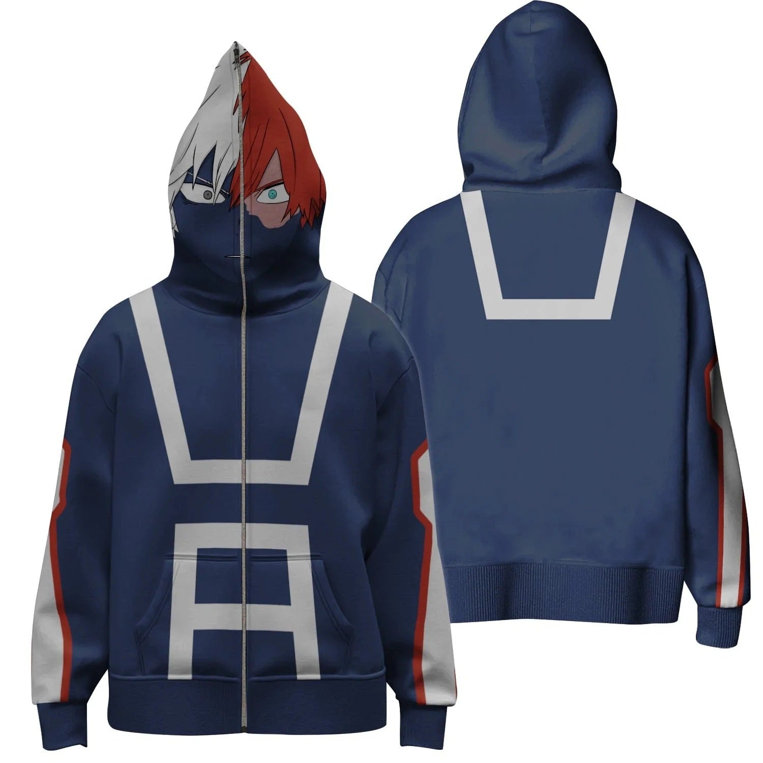 Trendy Cool 3D Anime Cosplay Zipper Hoodie