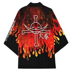 Unisex Relaxed 3d Print Fire Fist Ace Kimono Cape