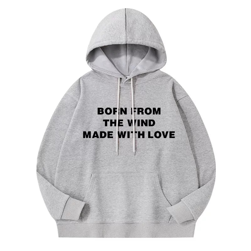 Jiwoo Letter Print Loose Hoodie Top