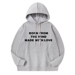Jiwoo Letter Print Loose Hoodie Top