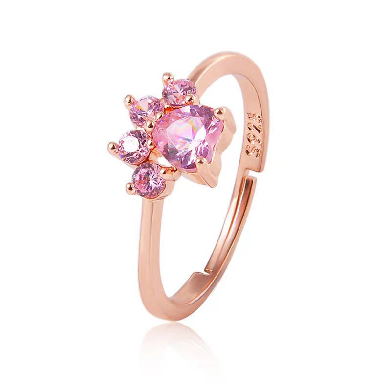 Cute Cat Paw Adjustable Ring