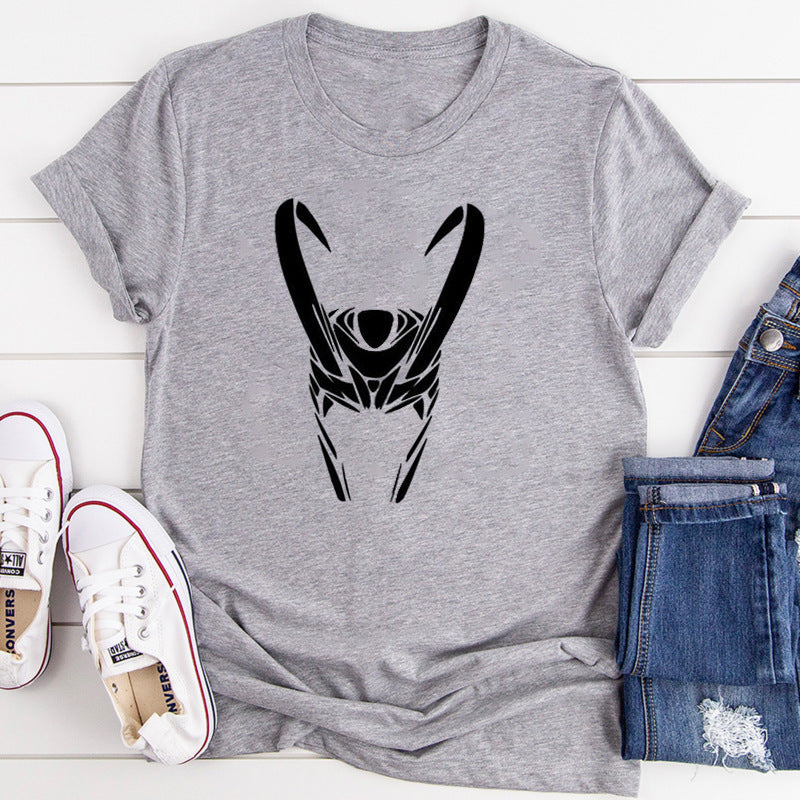 Casual Girls Loki Printed Short Sleeve Loose T-shirt