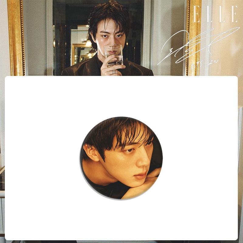 JIN Magazine Tinplate Badge Mirror Keychain