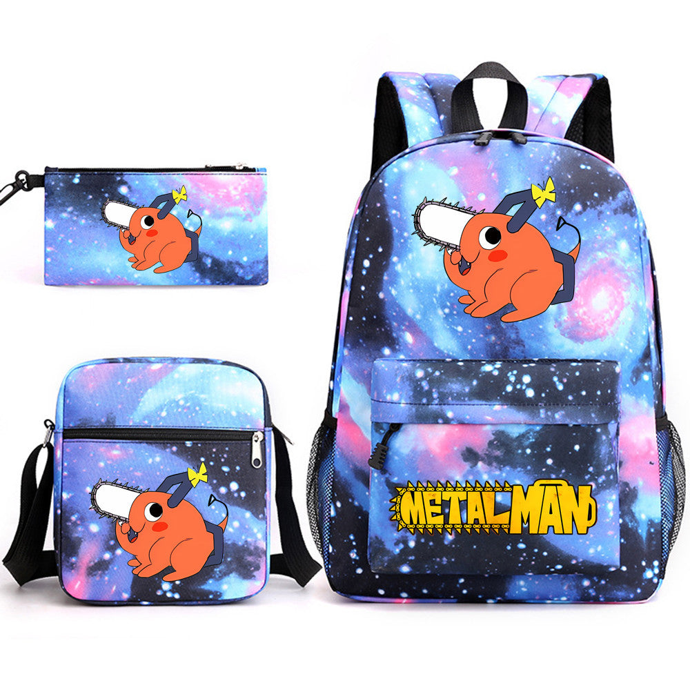 Pochita School Bag Three-piece Backpack