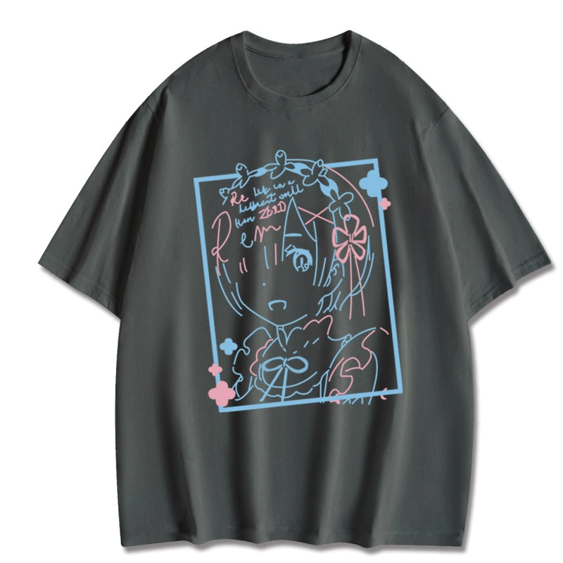 Rem Anime Loose Cotton Short Sleeve T-shirt