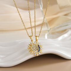 Versatile Magnetic Sun Moon Couple Necklace