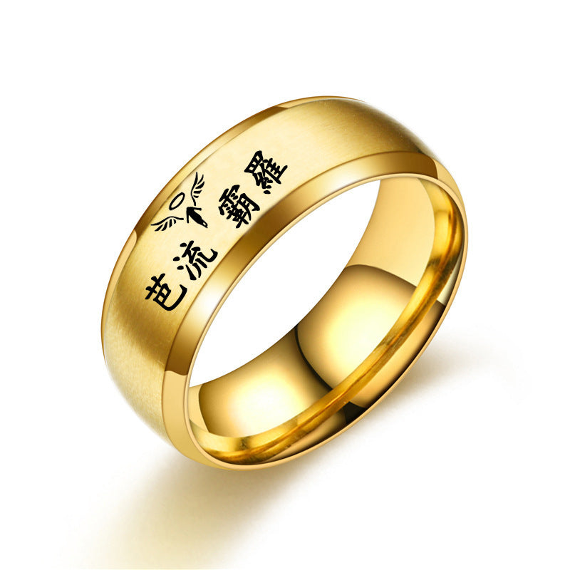 Stainless Steel Laser Letter Ring