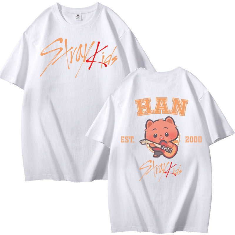 Unisex Kpop Letter Print Summer Cotton T-shirt