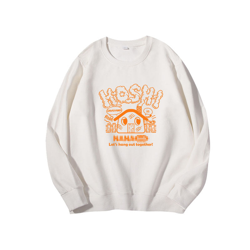Cartoon Kpop Printed Round Neck Pullover Sweatshirt