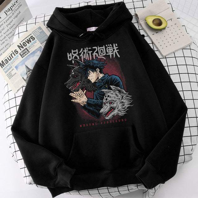 Unisex Anime Print Pullover Casual Hoodie