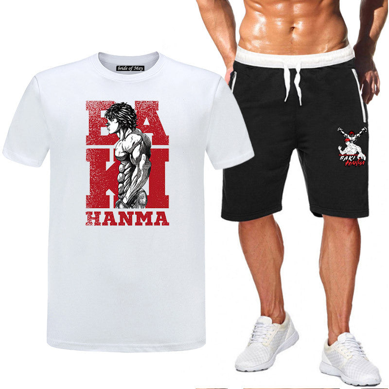 Men's Baki Anime T-Shirt Shorts Two-piece Set