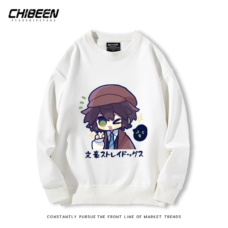 Casual Anime Printed Crew Neck Sweatshirt
