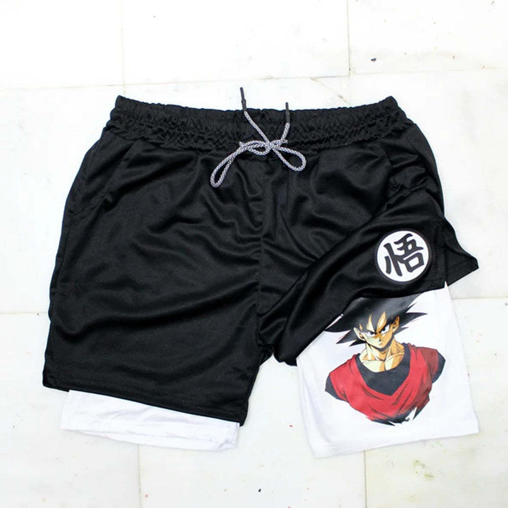 Casual Anime Double-layer Fitness Sports Shorts