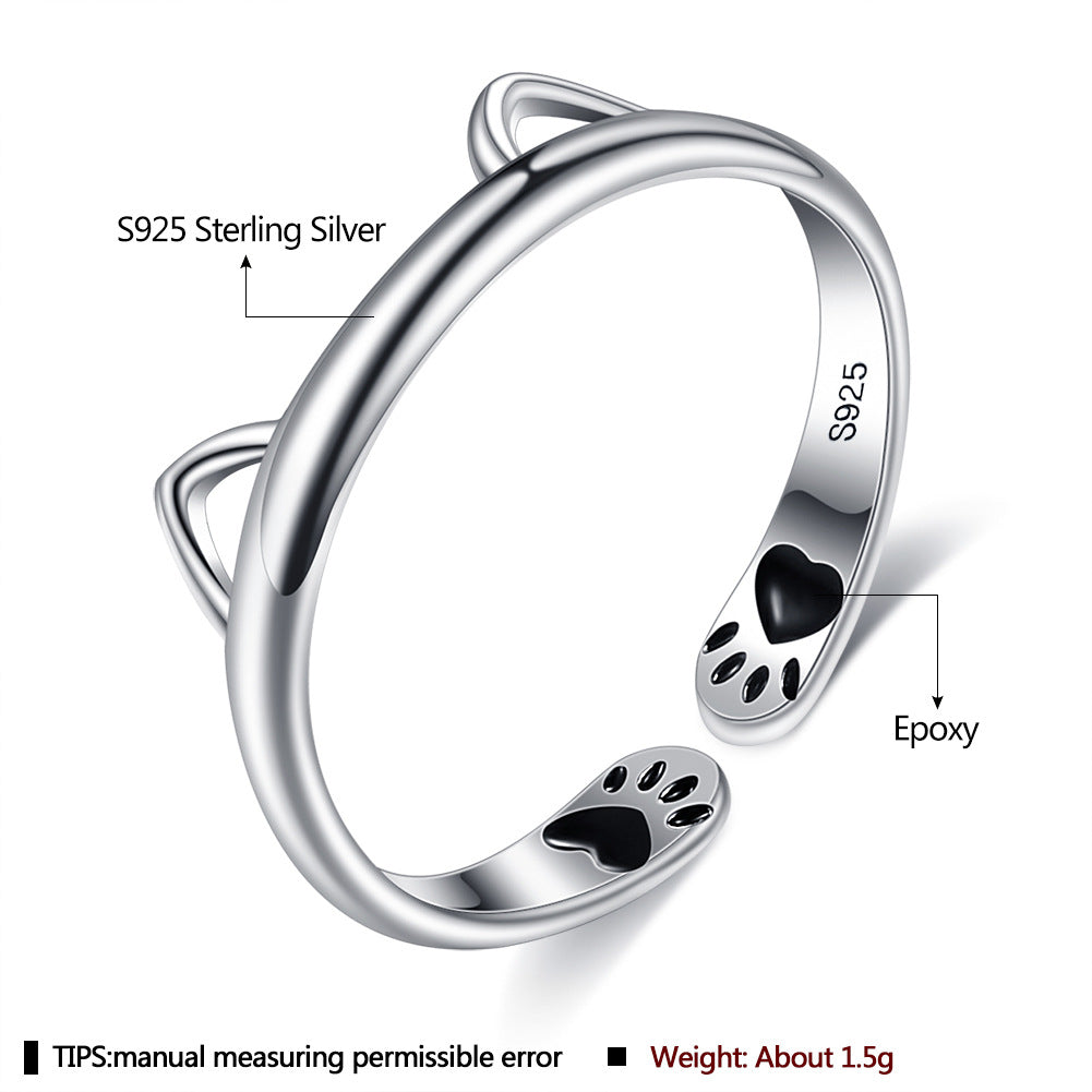 Cute Cat Ear Paw Ring