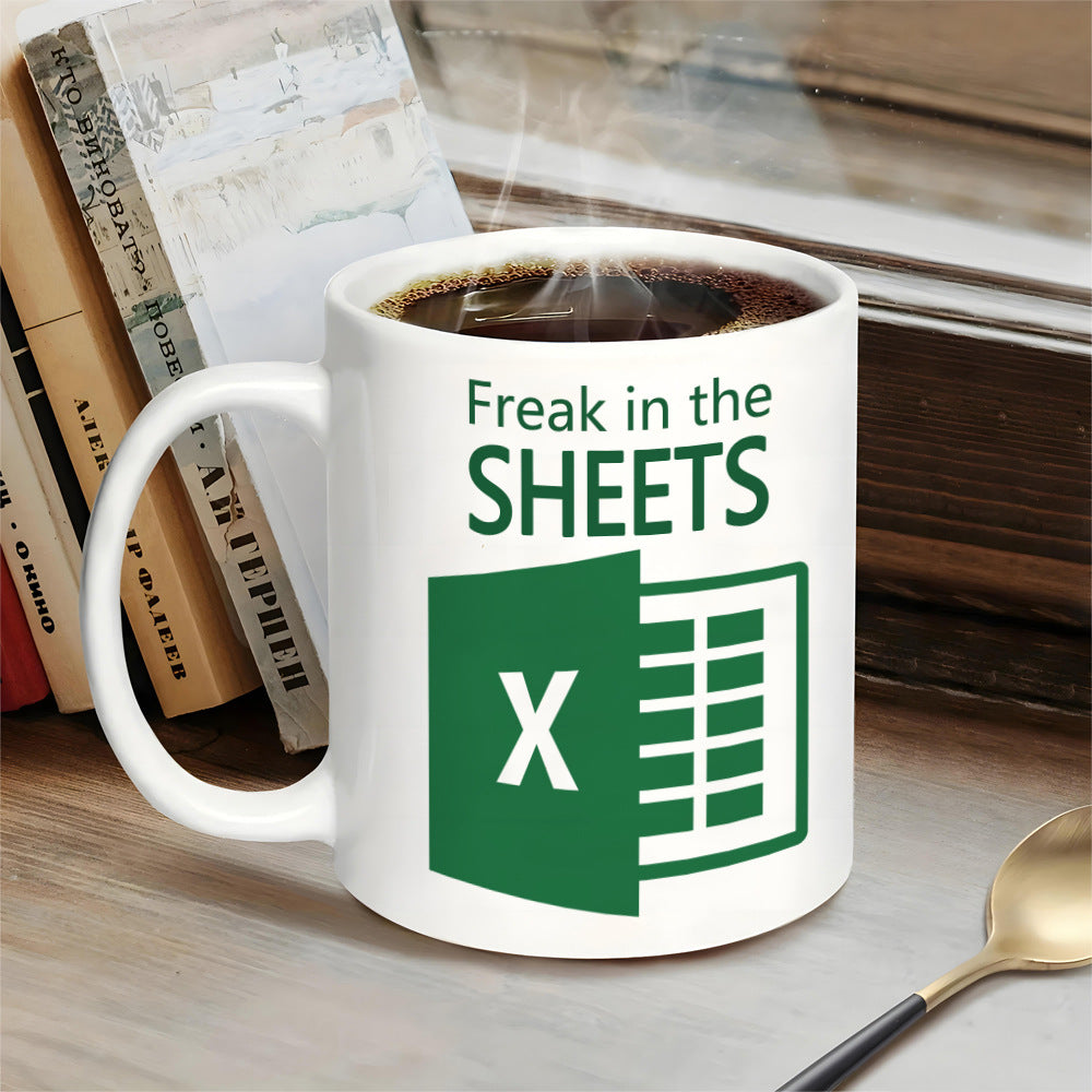 Excel Freak in The Sheets White Mug