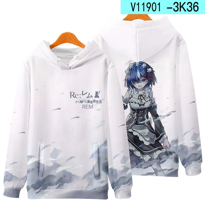Women's Rem Anime 3d Print Hoodie