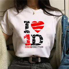 Women's Letter Printed Loose Round Neck T-shirt