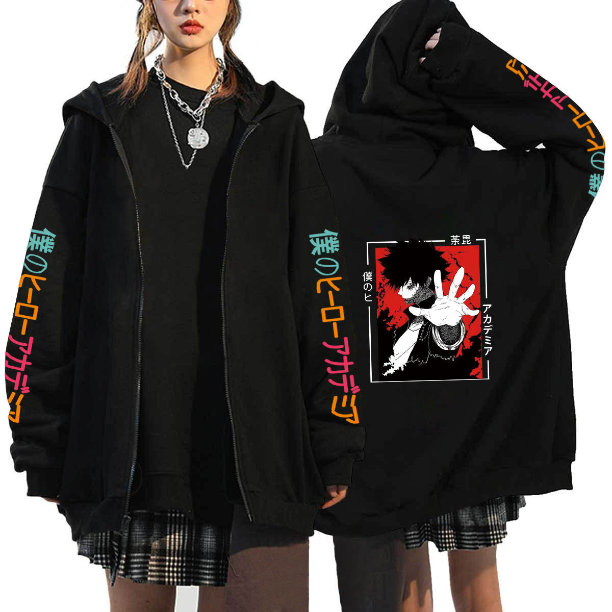 Unisex Trendy Anime Graphic Zipper Hoodie