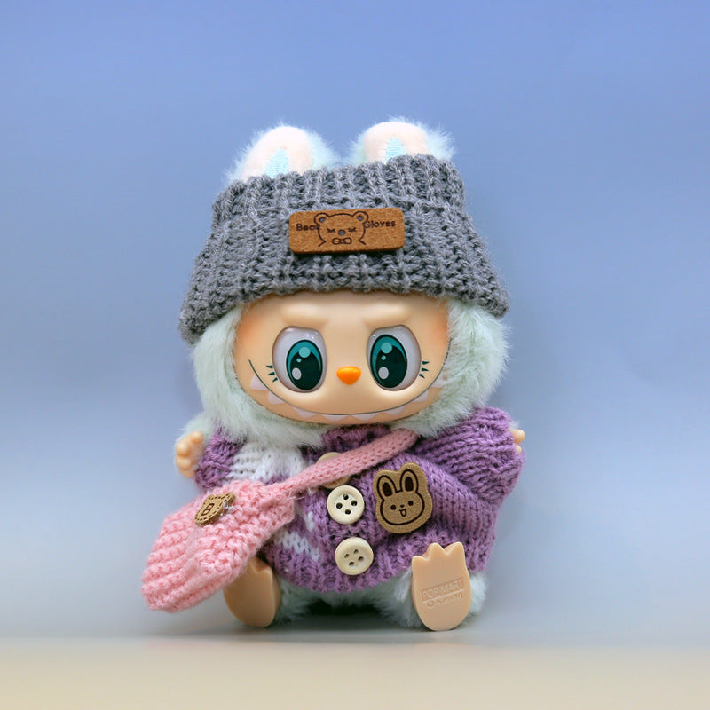 Knitted Sweater Hat Bag Doll Replacement Clothes Set