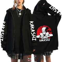 Unisex Anime Kakashi Zip Up Loose Hoodie