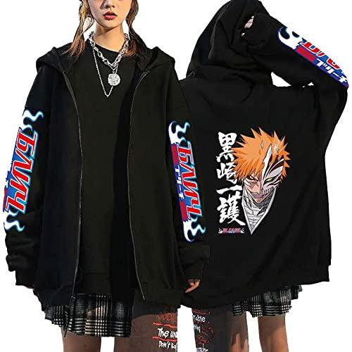 Men's Anime Kurosaki Ichigo Printed Zipper Hoodie