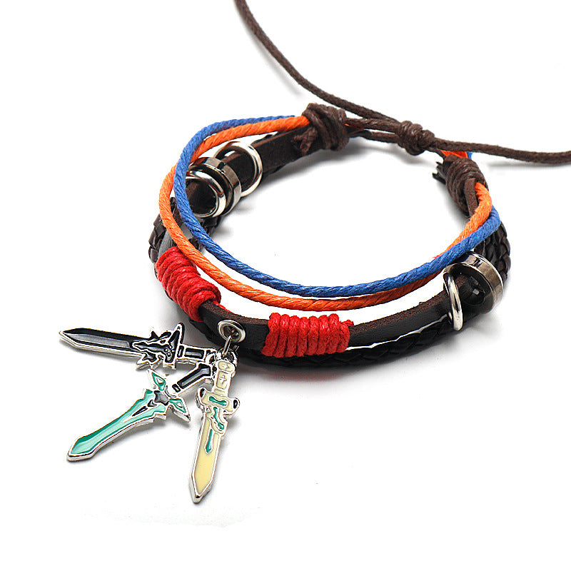 Retro Anime Logo Leather Bracelet