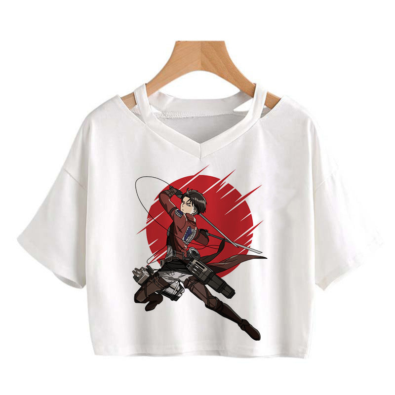 Trendy Women's Anime Print Cropped T-Shirt