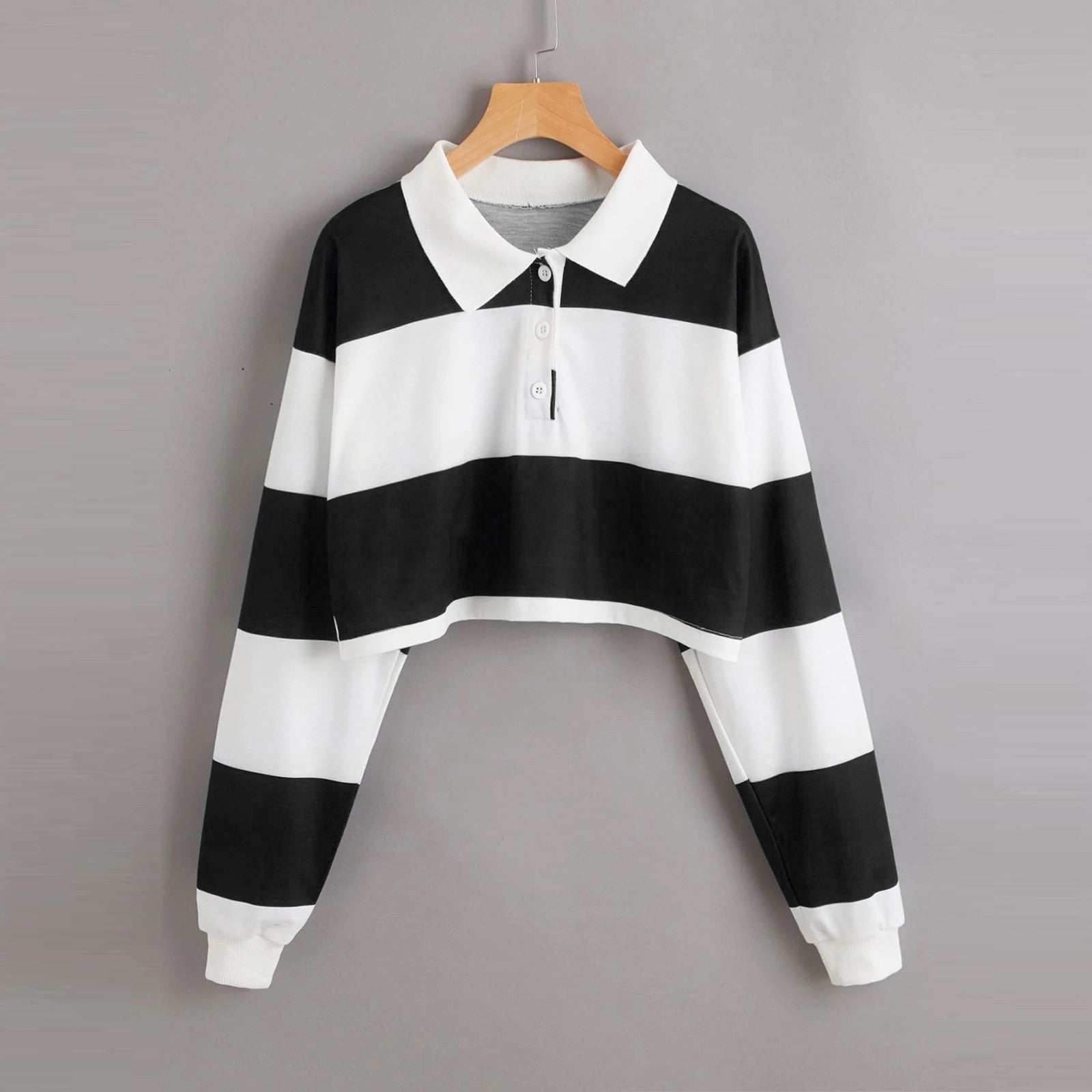 Girls' Striped Rainbow Polo Neck Long Sleeved T-shirt