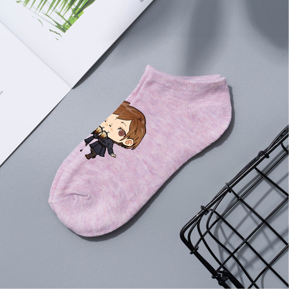 Casual Anime Cotton Breathable Boat Socks