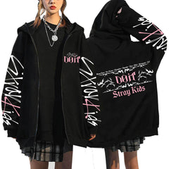 SKZ DO IT Tracks Printed Hooded Zipper Coat