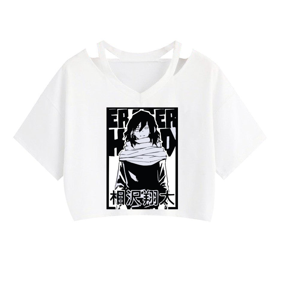 Women's Anime Printed Short Sleeve Cropped Tee