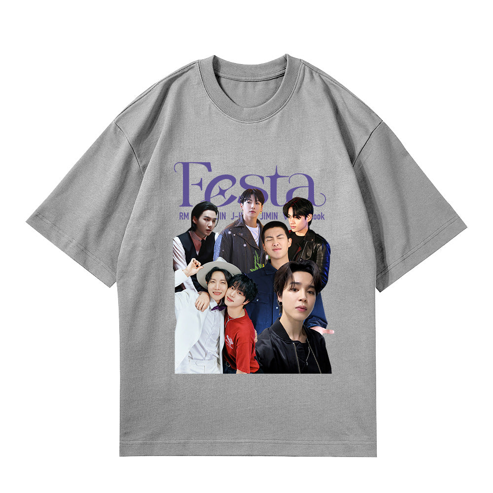 Kpop FESTA Poster Printed Crew Neck T-shirt