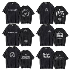 Kpop Hop Washed Short-sleeved T-shirt