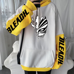 Men's Color Block Anime Printed Loose Hoodie