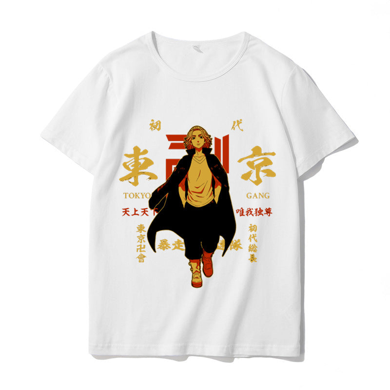 Trendy Tokyo Anime Print Loose Short-sleeved T-shirt