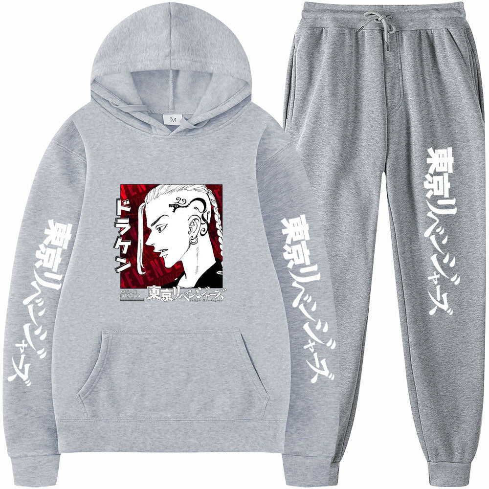 Unisex Anime Loose Casual Sports Hoodie Pants Suit