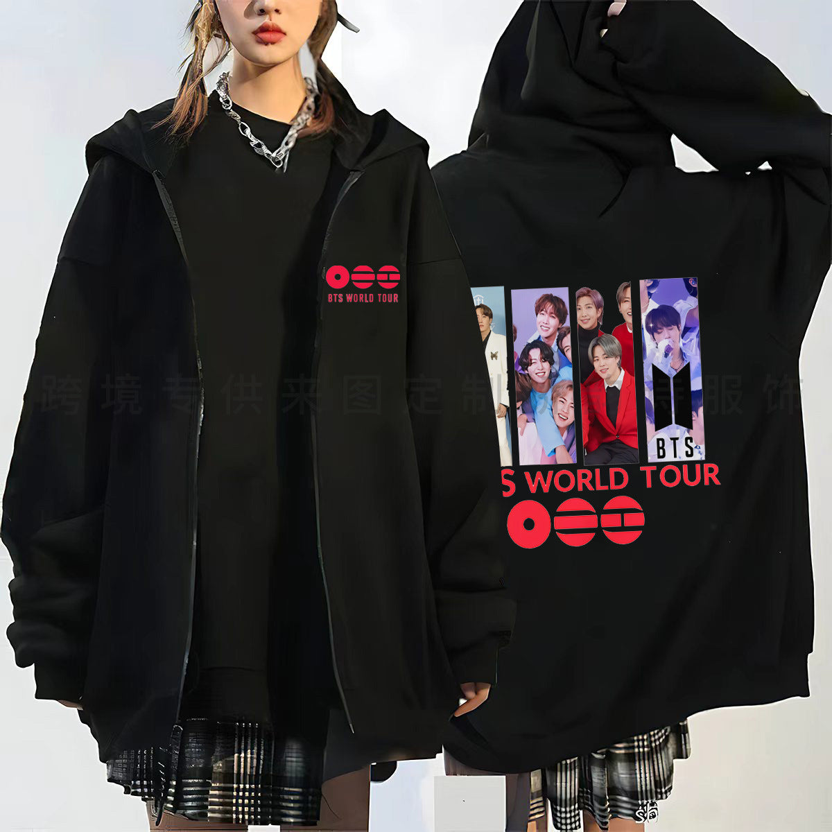 BANGTAN Group Photo Printed Zip Up Hoodie