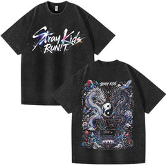 SKZ RUN IT Graffiti Print Washed T-shirt