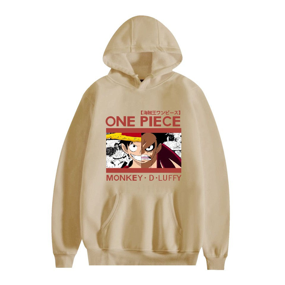 Unisex Luffy Anime Print Loose Hoodie