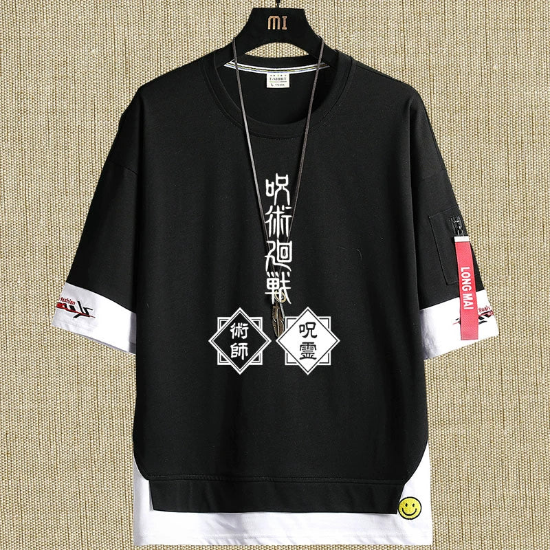 Casual Anime Logo Cotton Loose T-shirt