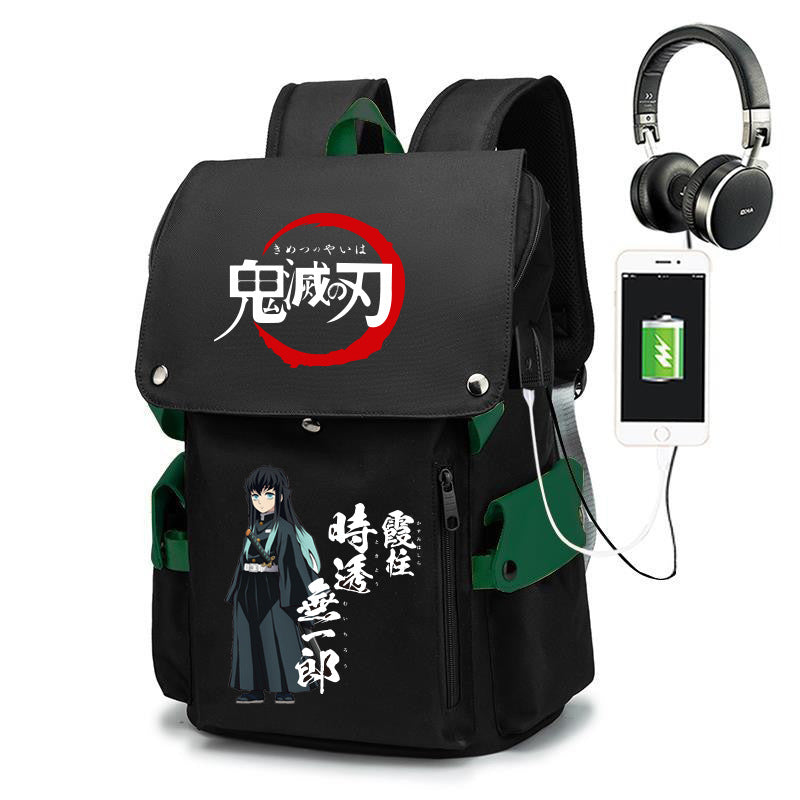 Casual Anime Tanjiro Printed Black Backpack