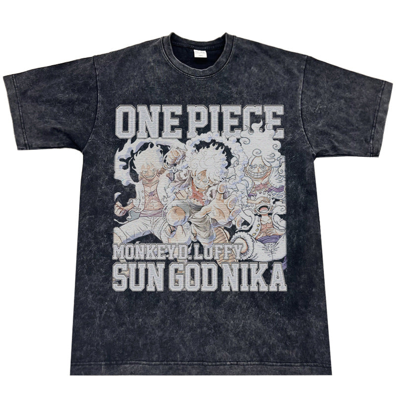 Luffy Short Sleeve Loose Washed T-Shirt