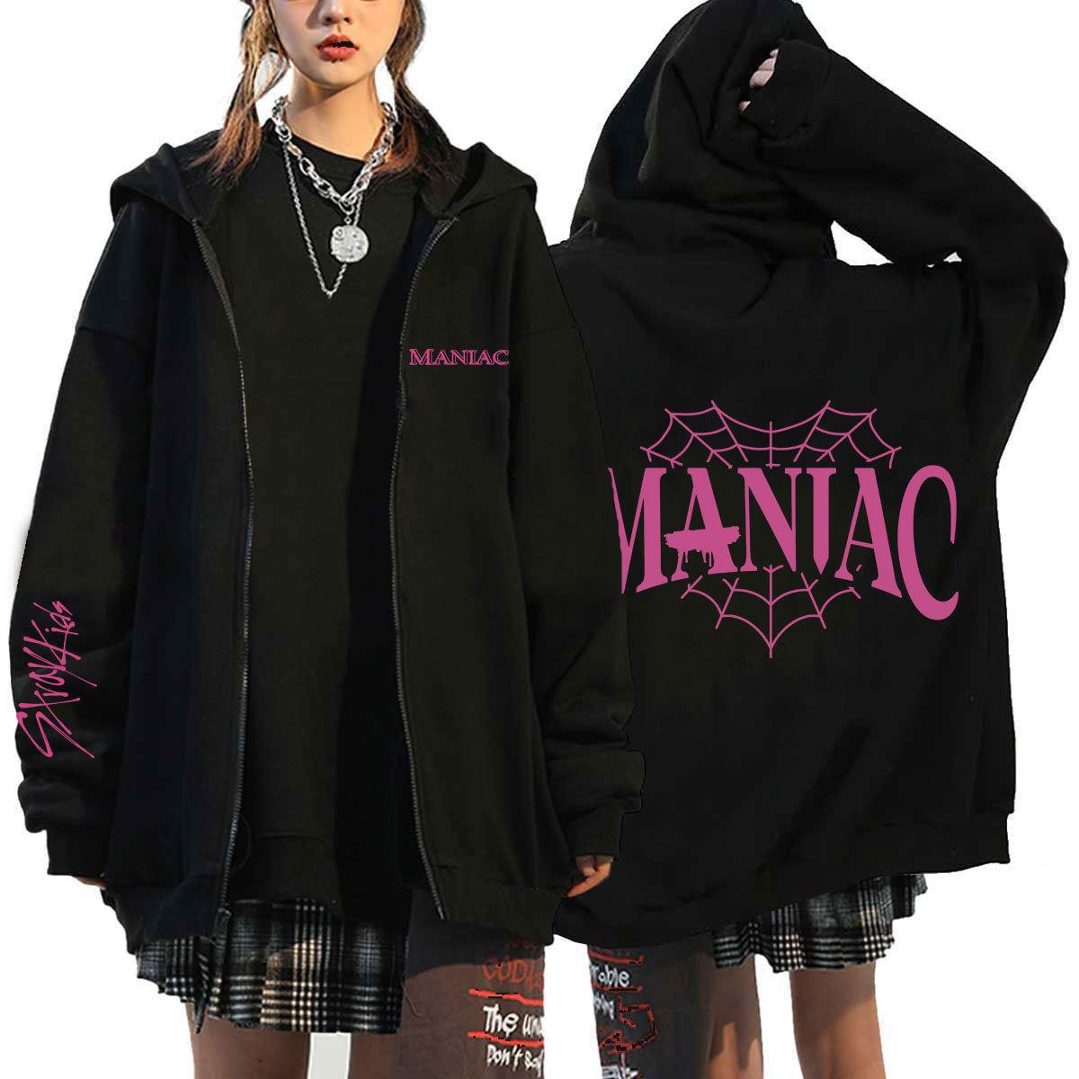 Chic Kpop Group Letter Printed Zip Up Hoodie