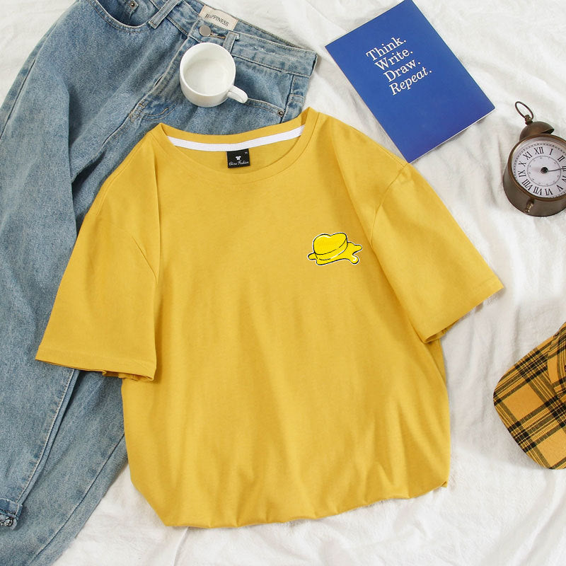 Lovely BUTTER Short Sleeve Pullover Crew Neck T-Shirt