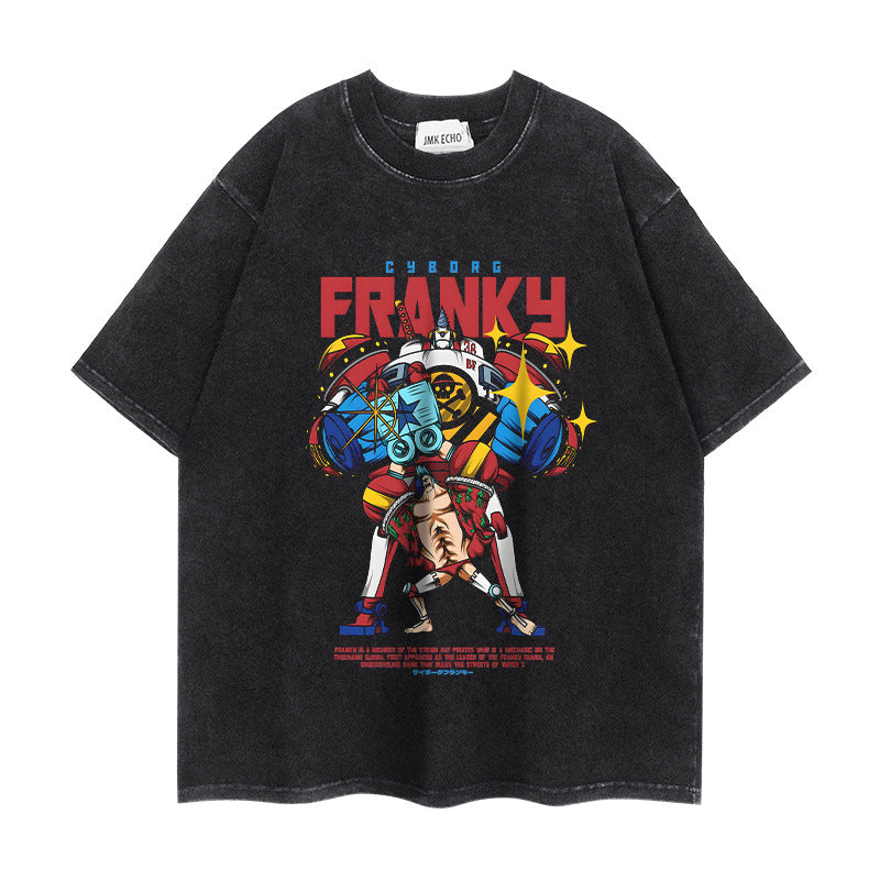 Trendy Luffy Cotton Washed Short-sleeved T-shirt