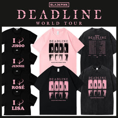 KPOP DEADLINE Printed Short Sleeve Cotton T-Shirt