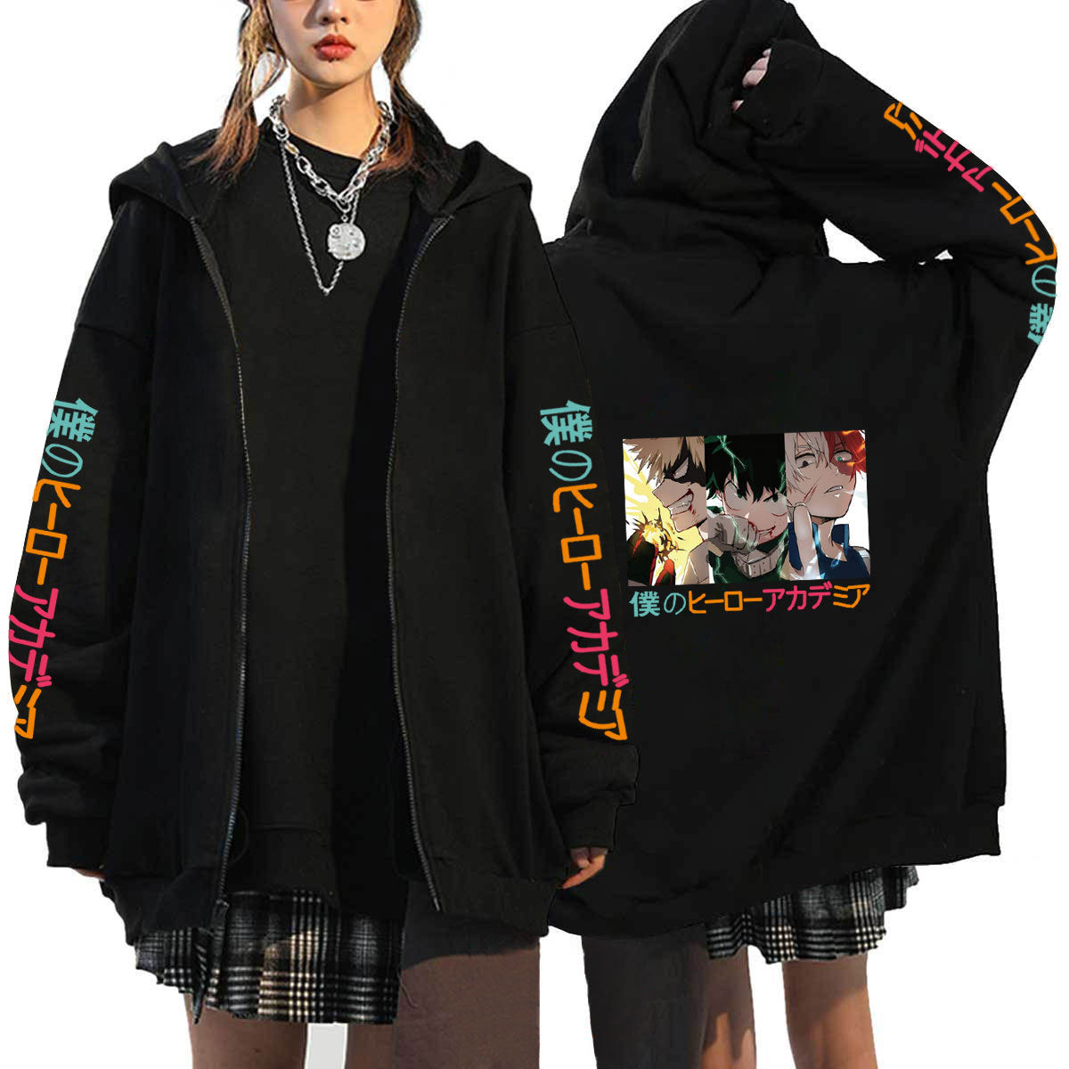 Unisex Trendy Anime Graphic Zipper Hoodie